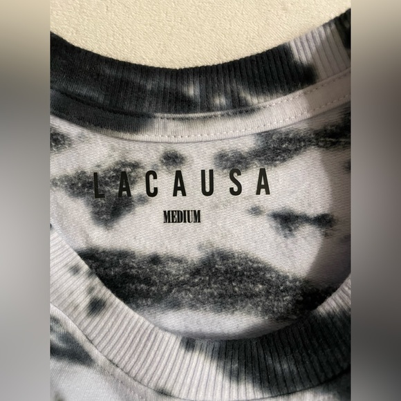 NWT Lacausa Anthropology Tie Dyed Crewneck Sweatshirt Black & Grey Size M - Picture 8 of 8